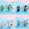 S925 Sterling Silver  Seasons Colored Glass Beads DIY Bracelet Accessories(Navy Blue)