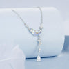 S925 Sterling Silver Platinum Plated Moonfall Star River Tassel Necklace(BSN380)