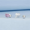 S925 Sterling Silver Plated With Platinum Color-Blocked Zircon Heart-Shaped Earrings(BSE1044)