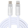 Mech Series 120W USB-C / Type-C to 8 Pin Metal Plug Silicone Fast Charging Data Cable, Length: 1.2m(White)