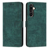 For Samsung Galaxy F16 5G / M16 5G Skin Feel Stripe Pattern Leather Phone Case with Long Lanyard(Green)
