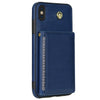 For iPhone XS Max Three Fold Card Bag Phone Case with Long Lanyard(Blue)