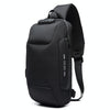 OZUKO 9223 Anti-theft Men Chest Bag Waterproof Crossbody Bag with External USB Charging Port, Style:Large Size(Black)