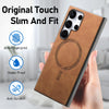 For Samsung Galaxy S25 Ultra 5G Solid Color Retro Magsafe PU Back Cover Phone Case(Brown)