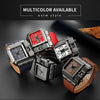 Oulm 3364 Men Square Dial Leather Belt Quartz Watch(Blue)