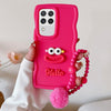 For Samsung Galaxy A22 / M22 4G Cartoon Sausage Mouth TPU Phone Case with Bead Chain(Red)