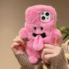 For iPhone 13 Pro 3D Magnetic Long Tongue Monster Plush Phone Case(Pink)
