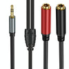 0.3m Gold Plated 3.5mm TRS Male to 2 x 6.35mm Female Laptop Y Splitter Adapter Audio Cable(Black)