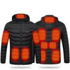 11 Zone Double Control Black USB Winter Electric Heated Jacket Warm Thermal Jacket, Size: XXXXL