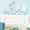 6pcs /Set Acrylic Elephant Mirror Stereo Wall Stickers Home Decoration Soft Mirror(Black)