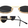 Steampunk Sunglasses Round Metal Flip Up Glasses For Men and Women, Style: Black Dollar C3