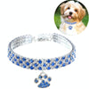 Diamond Dog & Cat Collar, Blue/White, M, Elastic & Adjustable