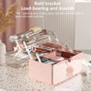 Cosmetics Storage Box Plastic Anti -Dust Transparent Desktop Medicine Box XL Pink