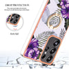 For Samsung Galaxy S25 Ultra 5G Electroplating Pattern IMD TPU Shockproof Case with Rhinestone Ring Holder(Purple Flower)