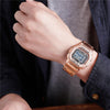 SANDA 390 Fashion Trend Men  Business Watch Outdoor Sports Personality Square Digital Electronic Watch(Rose Gold)