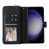 For Samsung Galaxy S25 5G 9-Card Slots Zipper Wallet Bag Leather Phone Case(Black)
