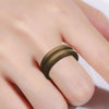 SiR053 V Shaped Grooved Edge Silicone Ring Outdoor Sports Couple Ring No.11(Brown)