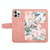 For iPhone 12 Pro Max Floral Pattern Leather Phone Case with Lanyard(Pink)
