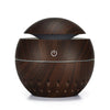 Wood Grain USB Hollowed-out Humidifier Seven Color Aromatherapy Lamp Automatic Alcohol Sprayer with Remote Control(Dark Brown-2)