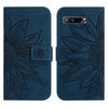 For Asus ROG Phone 3 ZS661KS Skin Feel Sun Flower Pattern Flip Leather Phone Case with Lanyard(Inky Blue)