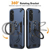 For Samsung Galaxy S25 5G Metal Ring 360 Degree Rotating Holder PC Hybrid TPU Phone Case(Navy Blue)