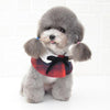 Red Grid Dog Shawl Cloak with Bow Tie - Small