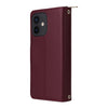 For iPhone 12 / 12 Pro Nine-card Slots Zipper Wallet Bag Leather Phone Case(Wine Red)
