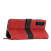 For Samsung Galaxy A34 5G Grid Stitching Leather Phone Case with Lanyard(Red)
