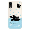 For iPhone XR Skin Feeling Jelly TPU Hybrid PC Phone Case(Swimming Black Cat White)