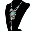 Exaggerated Openwork Pattern With Turquoise Alloy Stones Necklace(Silver)