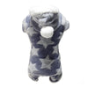 Navy Blue Dog Flannel Hoodie, Warm Coral Fleece, Size S