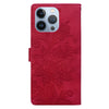 For iPhone 13 Pro Lace Floral Embossed Magnetic Buckle Leather Phone Case(Red)