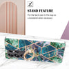 For Samsung Galaxy S25 Ultra 5G Splicing Marble Flower IMD TPU Phone Case Ring Holder(Blue Green)