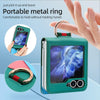 For Samsung Galaxy Z Flip6 VIETAO Metal Ring Card Slot PU Phone Case(Green Blue)