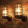 Retro Industrial Cage Wall Lamp Attic Interior Lighting Iron Copper Wall Lamp without Bulb(Black)