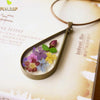 Women Retro Handmade Natural Dried Flowers Long Necklaces Pendants 70cm