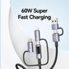 USAMS 60W 6 in 1 Digital Display Fast Charging Cable, Length:2m(Titanium Gray)