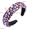 Gold Velvet Headband High-end Color Full Rhinestone Handmade Wide-brimmed Headband(Purple Pink)