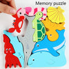 2 PCS Cartoon Three-Dimensional Puzzle Children Wooden Educational Early Education Grasping Board Toy(Dinosaur)