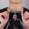Skull Lips Tongue Pendant Single Row Necklace(Silver + Pink)