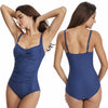 DS02 Ladies Suspender One-Piece Swimsuit With Chest Pad, Size: XXL(Black Bottomed Leaf Flowers)