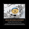 JIN SHI DUN 8750 Men Fashion Waterproof Luminous Mechanical Watch(Silver Black)