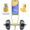 For Samsung Galaxy M14 4G Integrated Card Bag Solid Color Liquid Silicone Phone Case with Lanyard(Yellow)