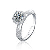 XJA008 925 Silver Ring Mossan Diamond Open Ended Couple Ring(White)
