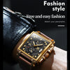 OLEVS 9925 Men Square Dial Multifunctional Waterproof Quartz Watch(Black + Gold)