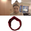 Women Temperament Knitting Cross Shape Hair Band(Wine Red)