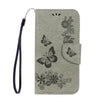 For Galaxy S8 Butterflies Embossing Horizontal Flip Leather Case with Holder & Card Slots & Wallet & Lanyard(Grey)