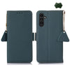 For Samsung Galaxy A36 Side-Magnetic TJ Genuine Leather RFID Phone Case(Green)
