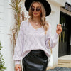 V-neck Sweater Women Autumn and Winter Loose Knitted Bottoming Shirt, Size: S(Light Purple)