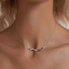 S925 Sterling Silver Platinum Zircon Knot Clavicle Necklace(BSN392)